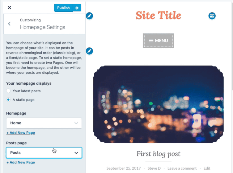 Website A static page