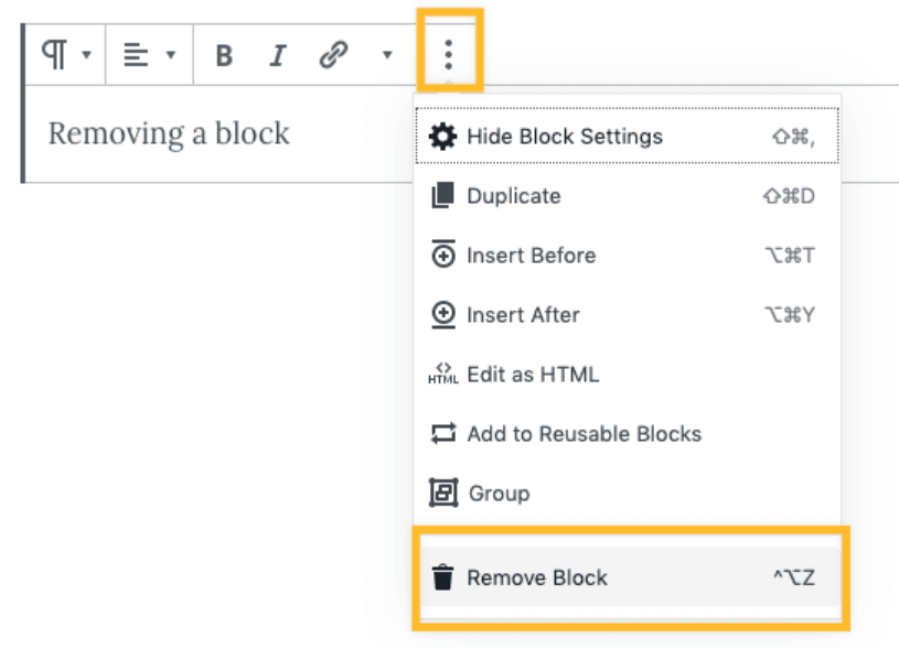 Website Remove Block