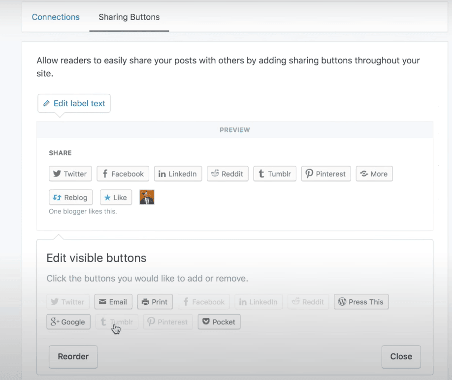 Edit visible buttons