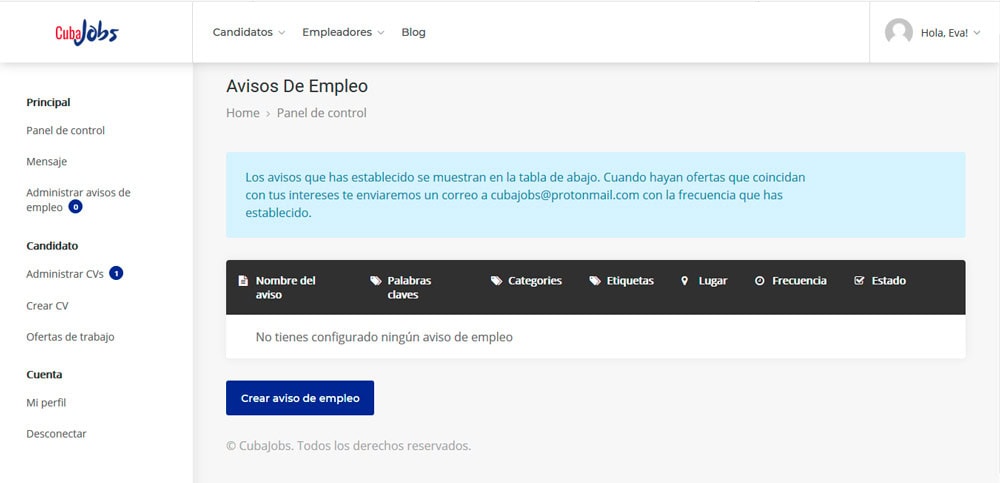 aviso de empleo en cuba