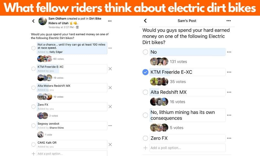 riders-vote-electric-dirt-bikes Electric dirt bike choice by riders
