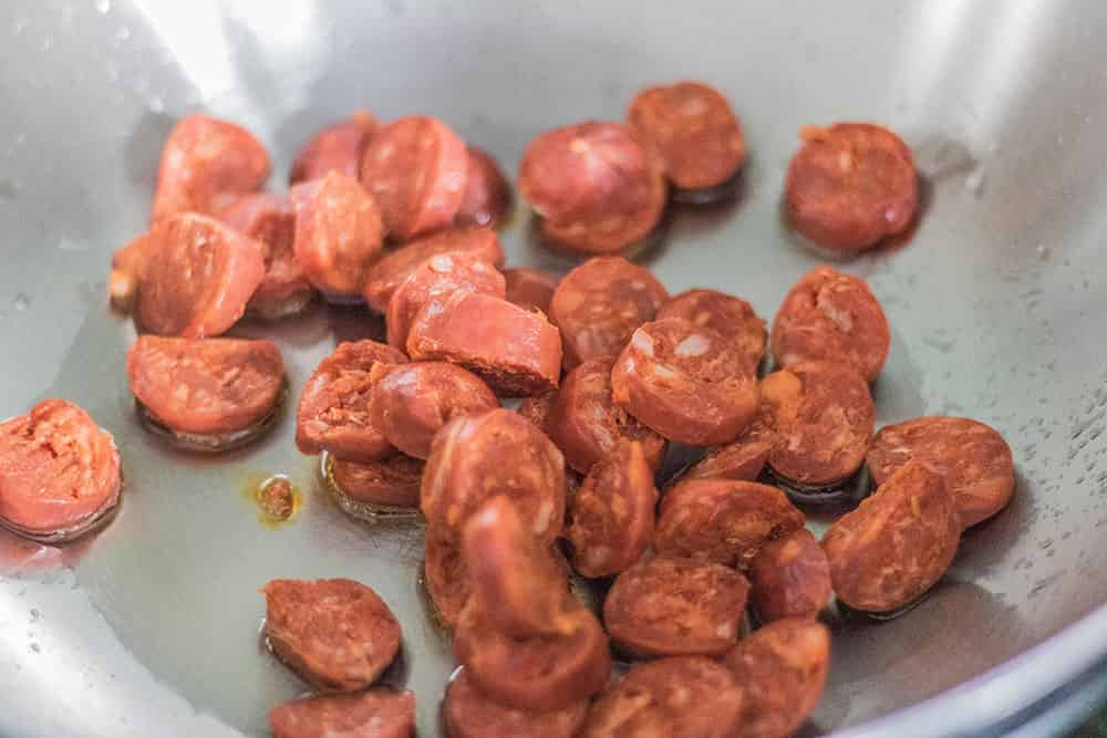 Image showing frying of Chorizo | AmateurChef.co.uk