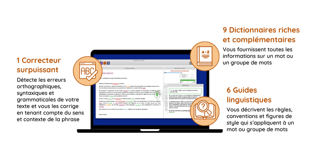 Visuel fonctionnalités Le Robert correcteur