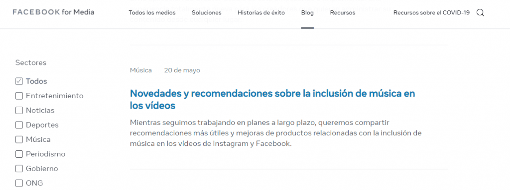 Uso de música en vídeos de Facebook