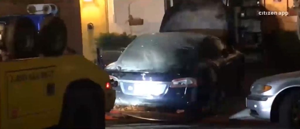 Aftermath of Tesla Model S fire.