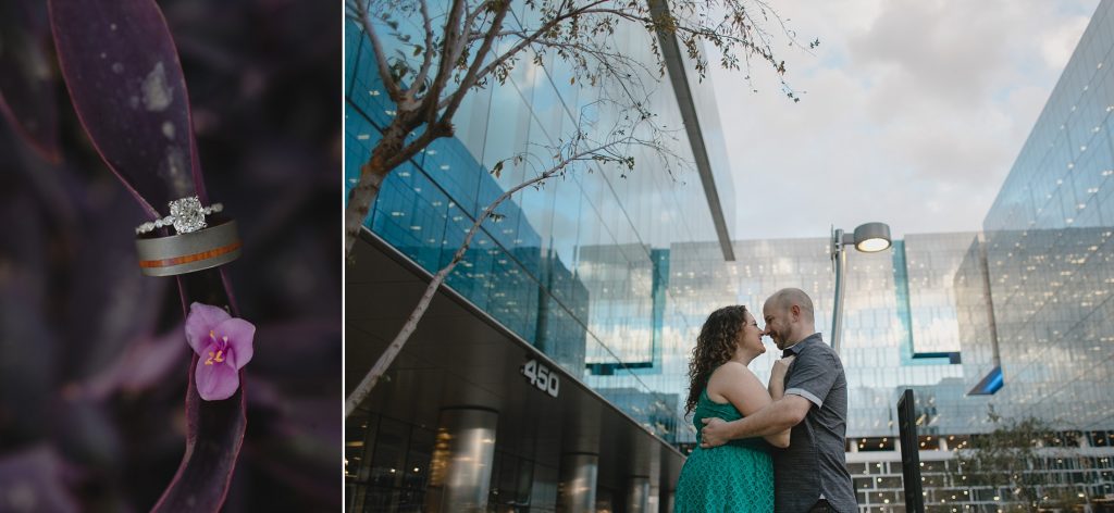Tempe engagement session glass buildings