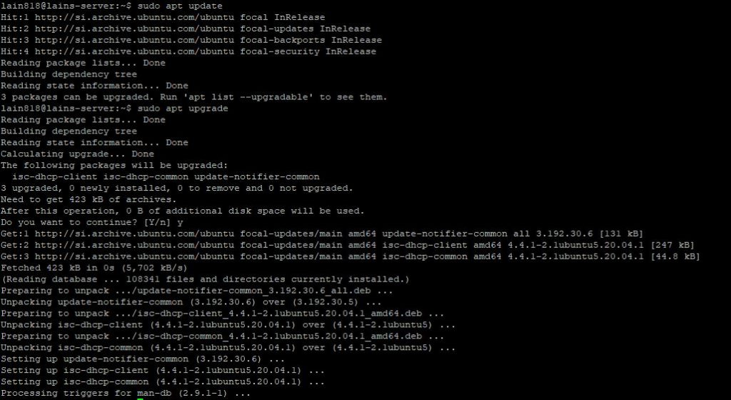 1. updating and upgrading ubuntu