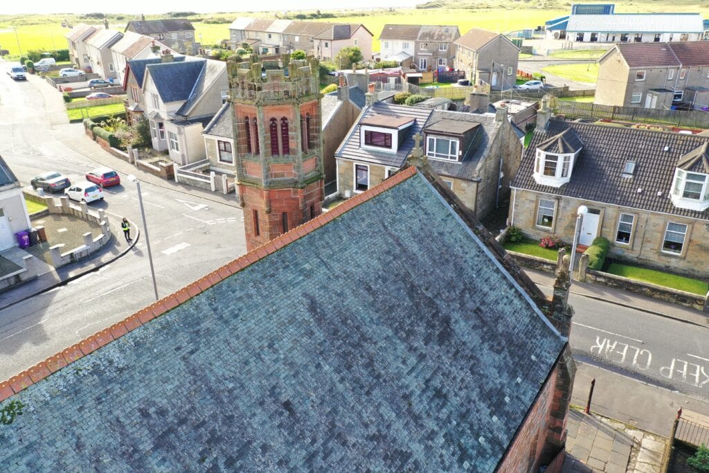 Aerial building inspection of Church