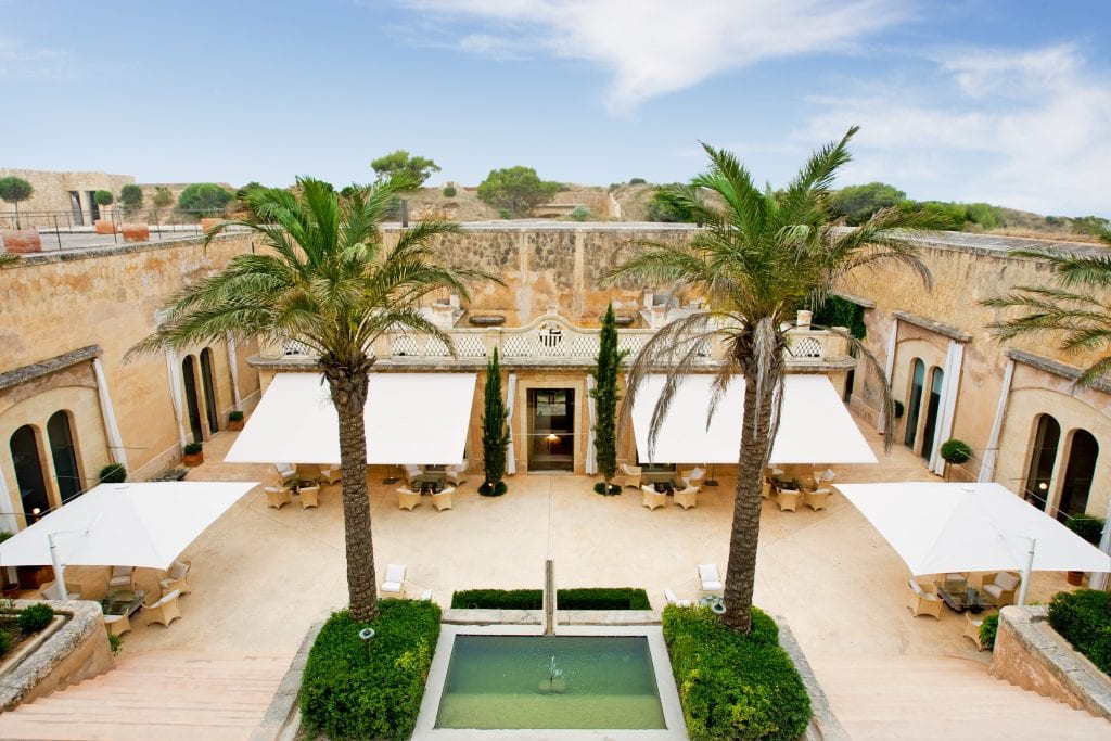 Cap rocat Hotel central patio from above scaled