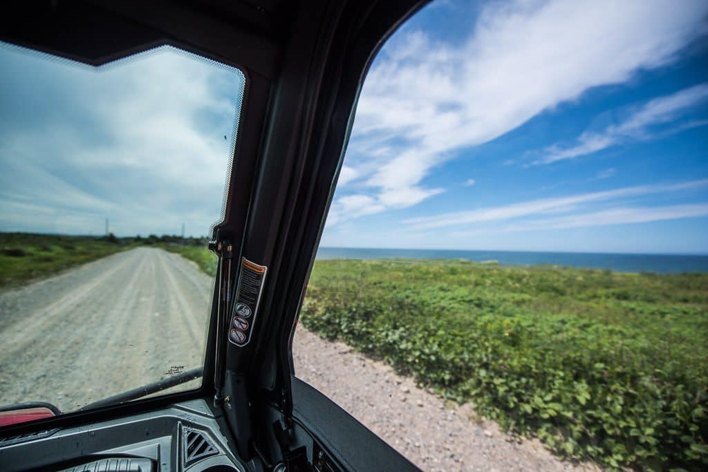 Beautiful blue sky and coastal views on our ATV journey