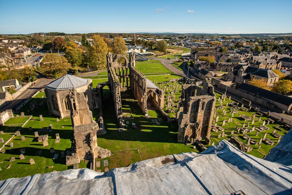 Elgin Cathedral remains from above near inverness scotland