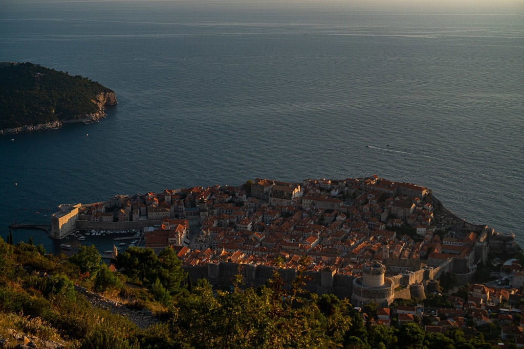 View of Dubrovnik while hiking up Mount Srd