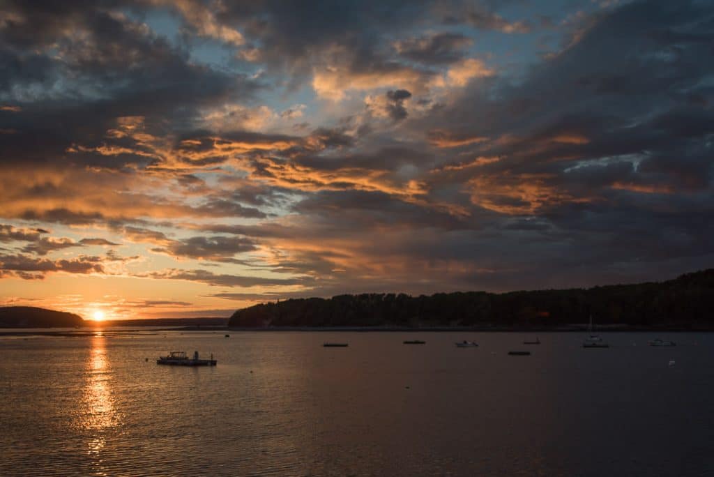 Sunset over Bar Harbor Maine