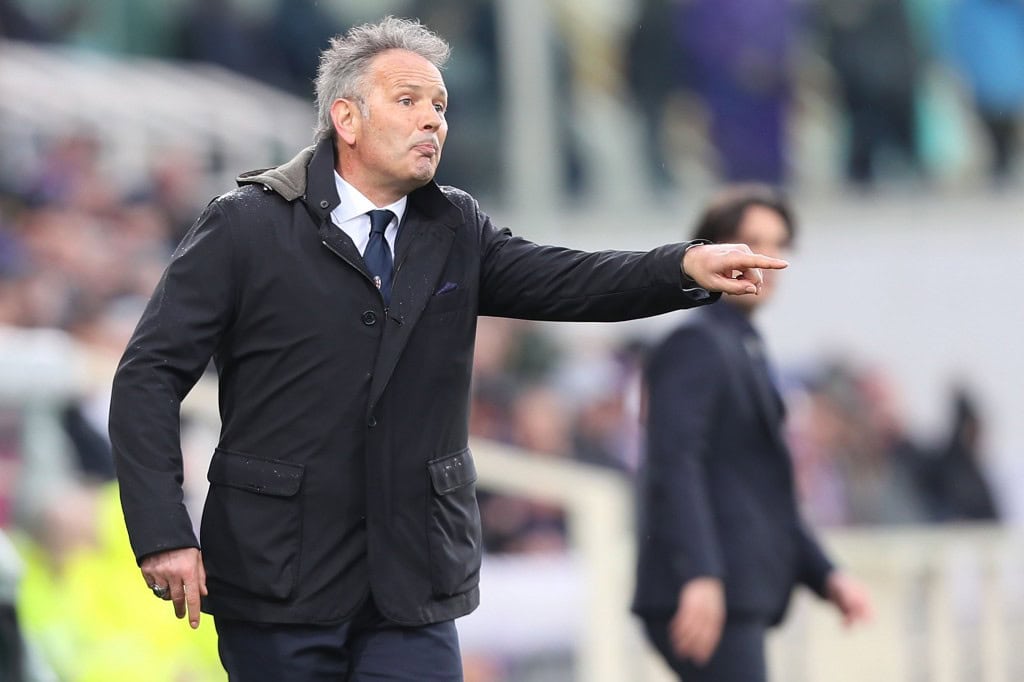 FLORENCE, ITALY - APRIL 14: Sinisa Mihajlovic manager of Bologna FC gestures during the Serie A match between ACF Fiorentina and Bologna FC at Stadio Artemio Franchi on April 14, 2019 in Florence, Italy. (Photo by Gabriele Maltinti/Getty Images)