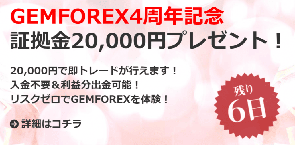 GEMFOREX 2万円ボーナス