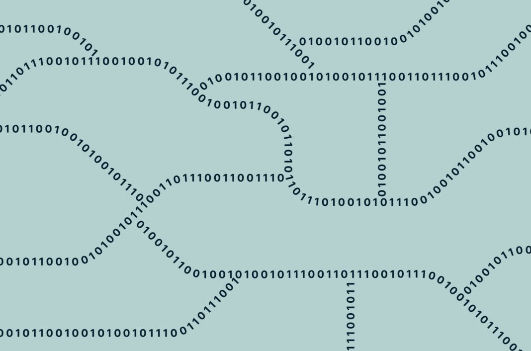 Borders comprised of binary code.