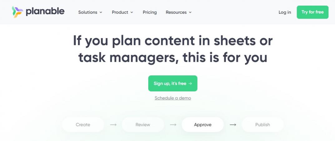 Planable homepage