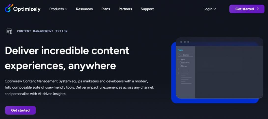 Optimizely homepage