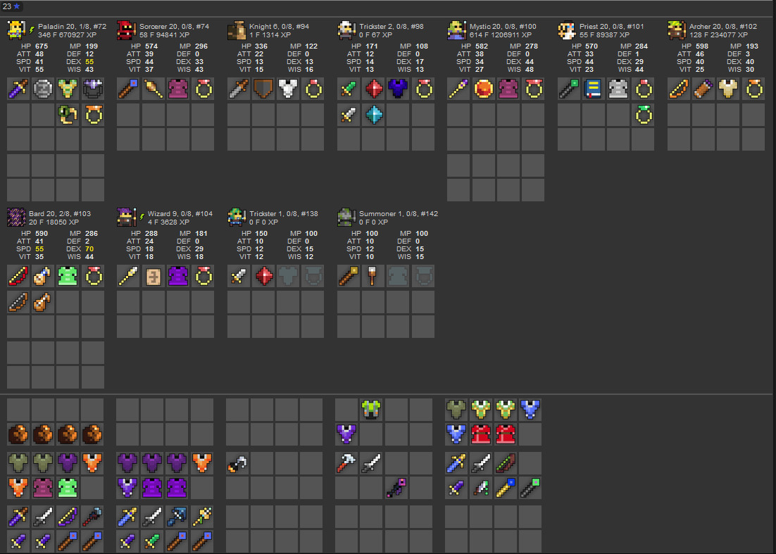Rotmg Account Bard 2/8, Paladin 1/8 + Rare Spooky Heal 70, Magic Heal 69 + 2 Rare pets SOLD