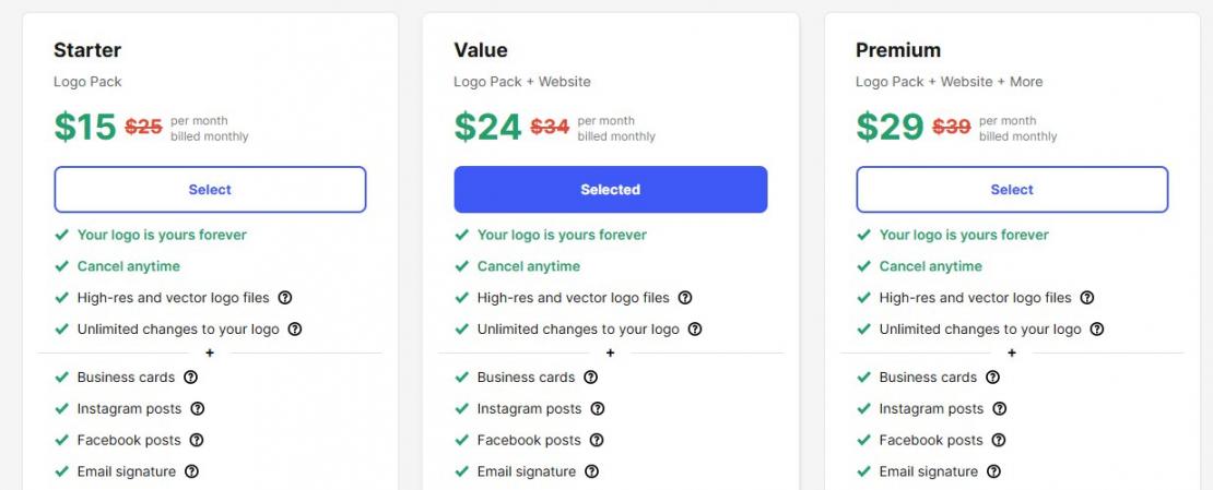 Design.com Pricing Plans