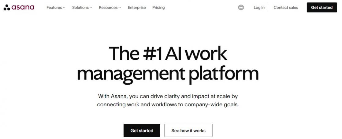 Asana homepage