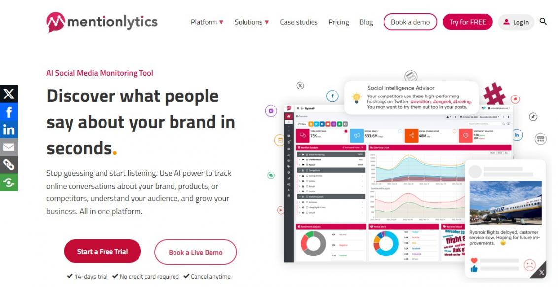 Mentionlytics homepage