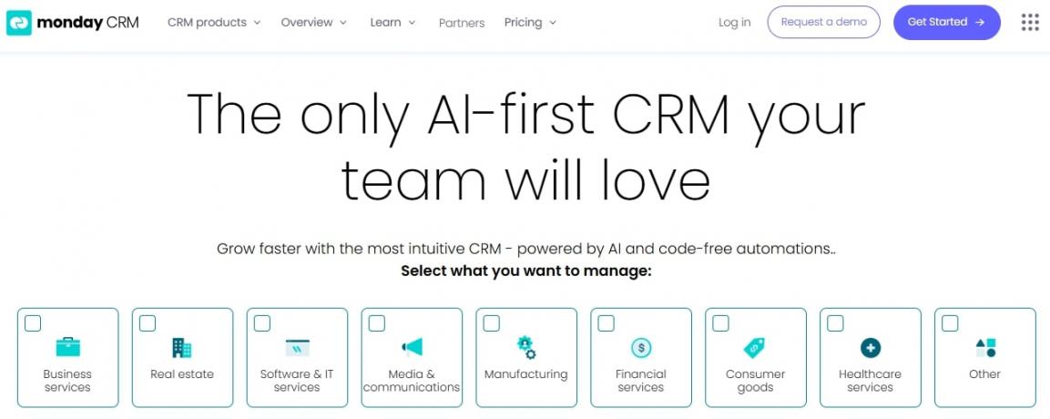 Monday CRM Homepage