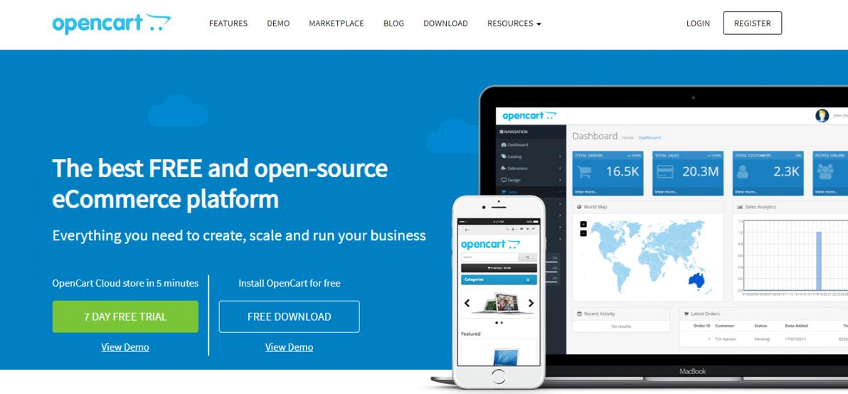 OpenCart homepage