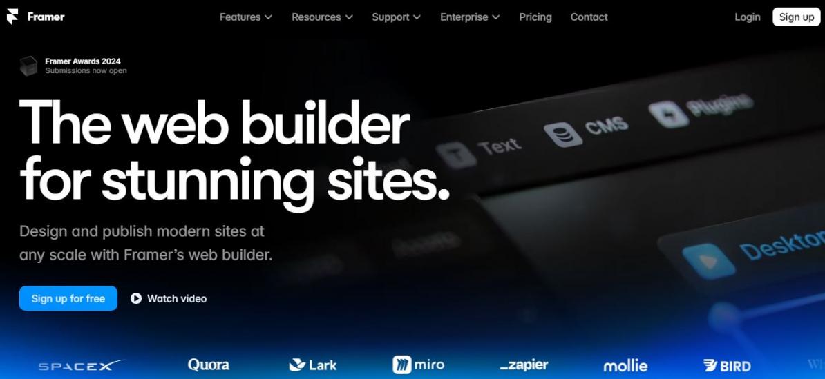 Framer home page