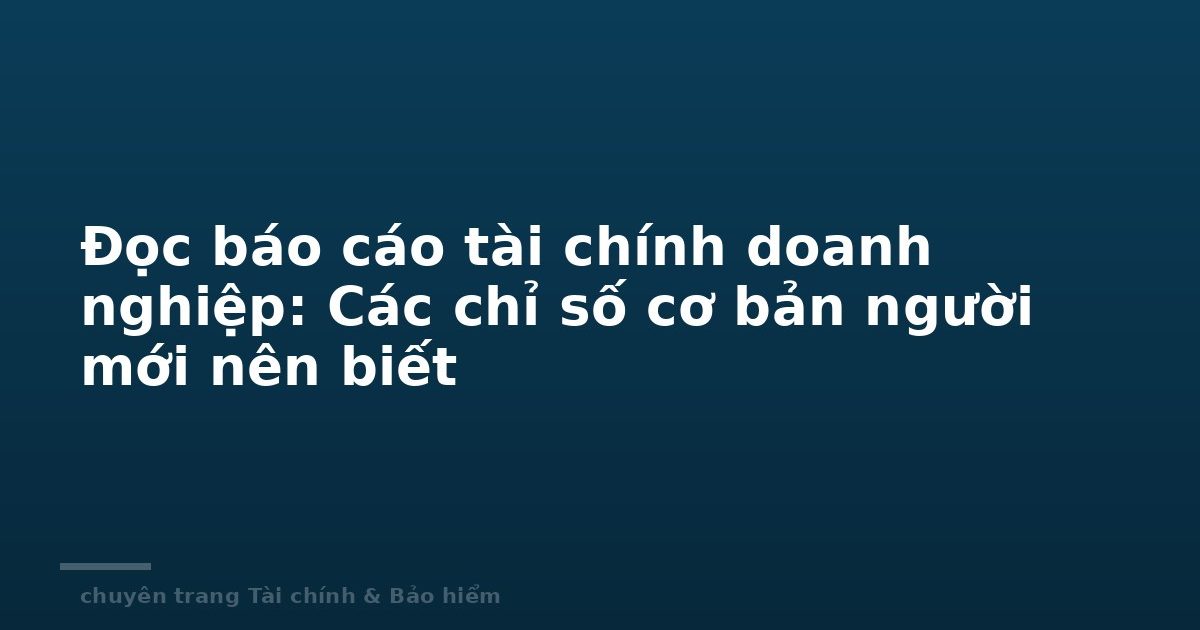Đọc báo cáo tài chính doanh nghiệp: Các chỉ số cơ bản người mới nên biết