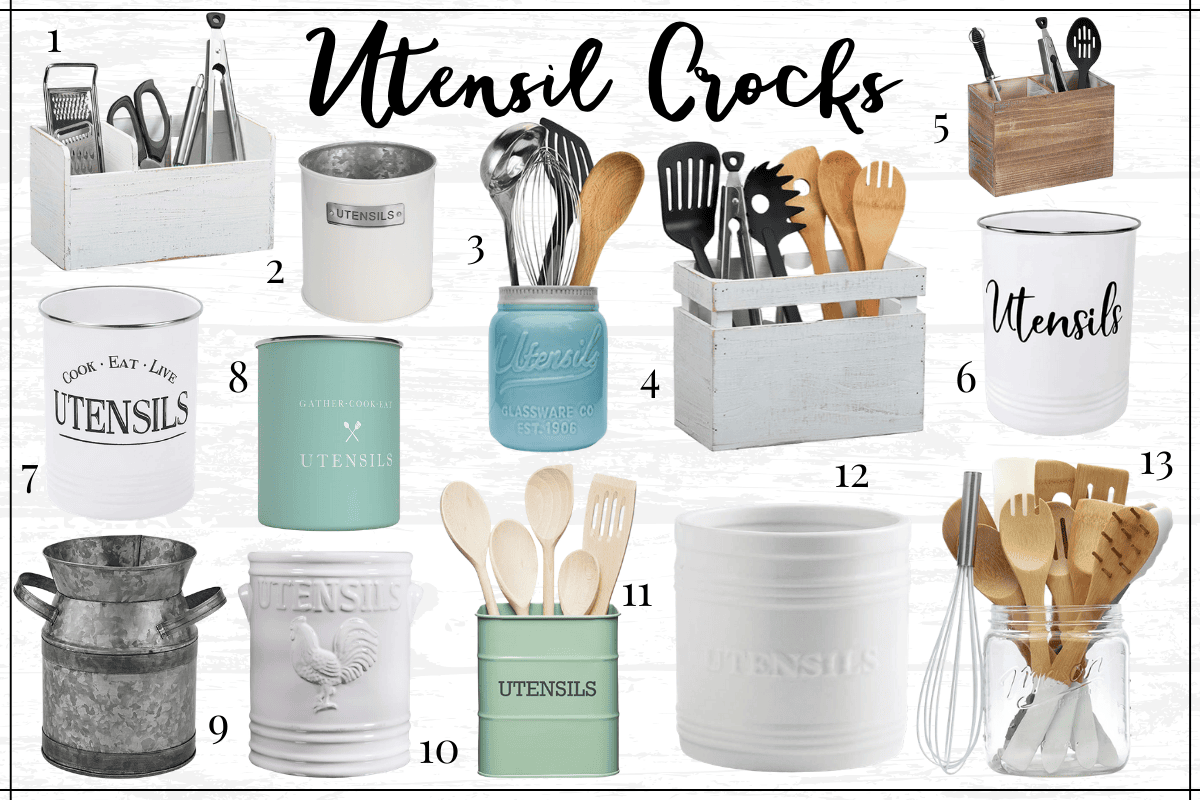 Farmhouse kitchen decor finds - farmhouse utensil crocks