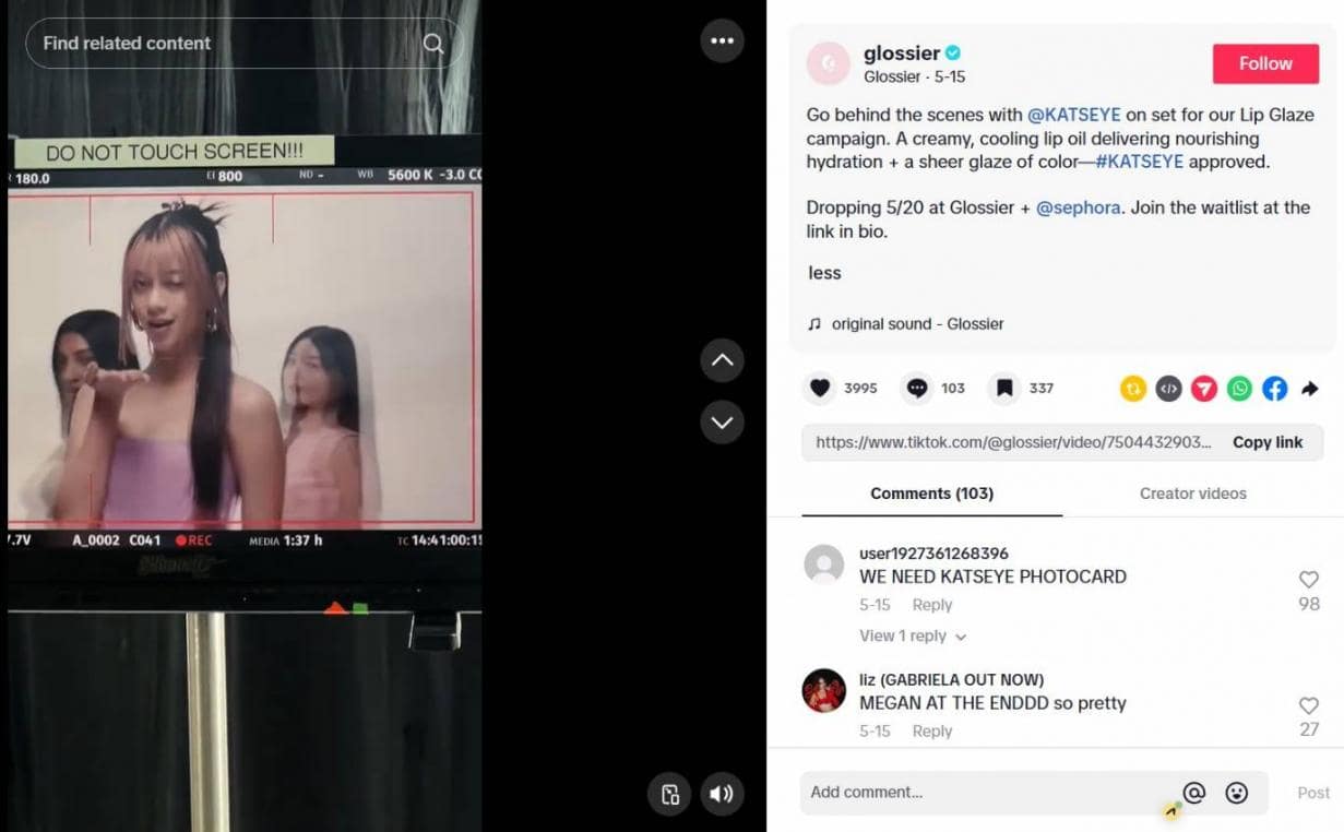 Glossier BTS content