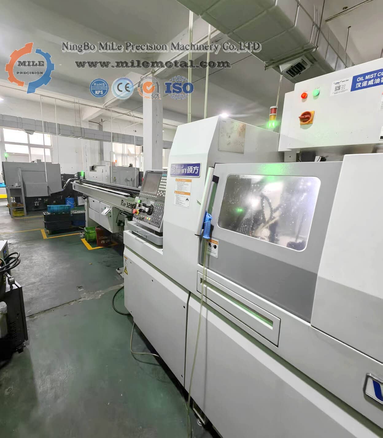 Precision Swiss turning machining workshop at NingBo MiLe