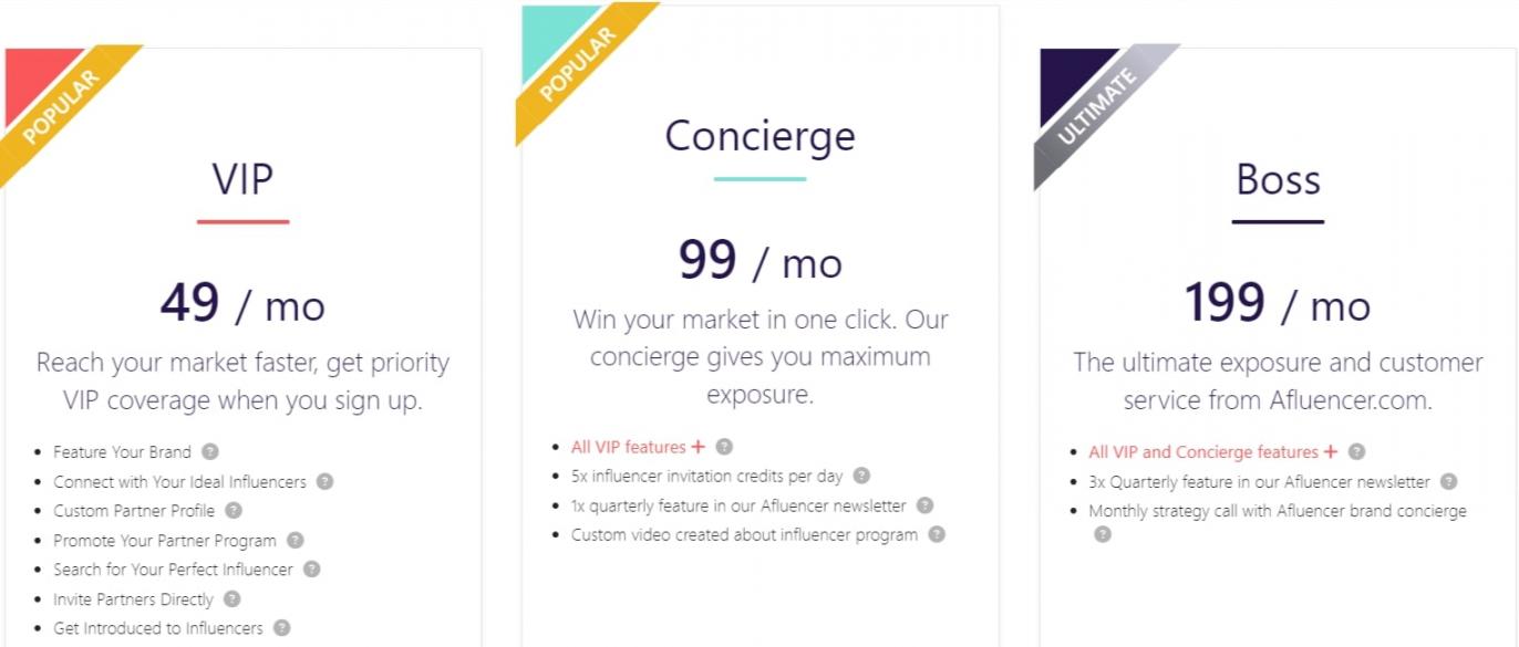 AFLUENCER-pricing