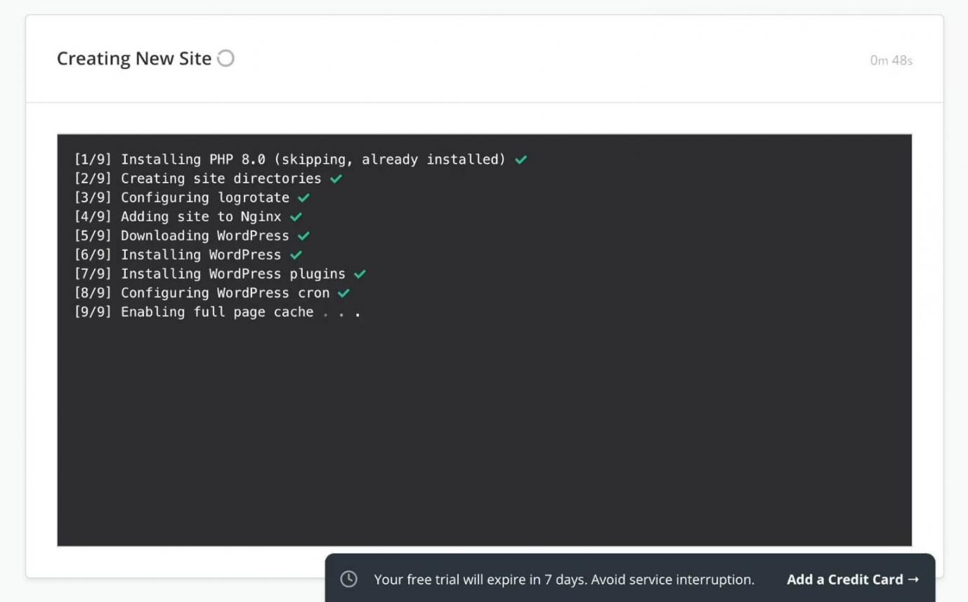 SpinupWP dashboard