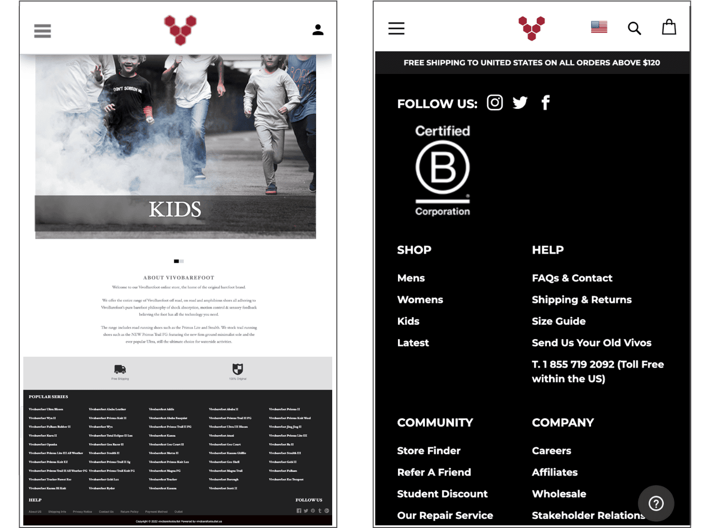 Sites de compras falsos: Sitemaps da Vivobarefoot