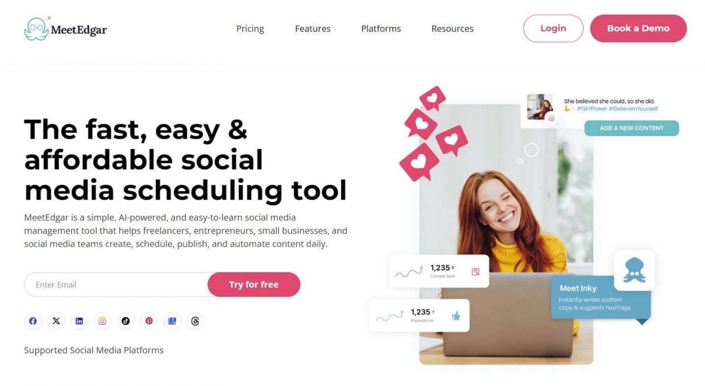 MeetEdgar homepage