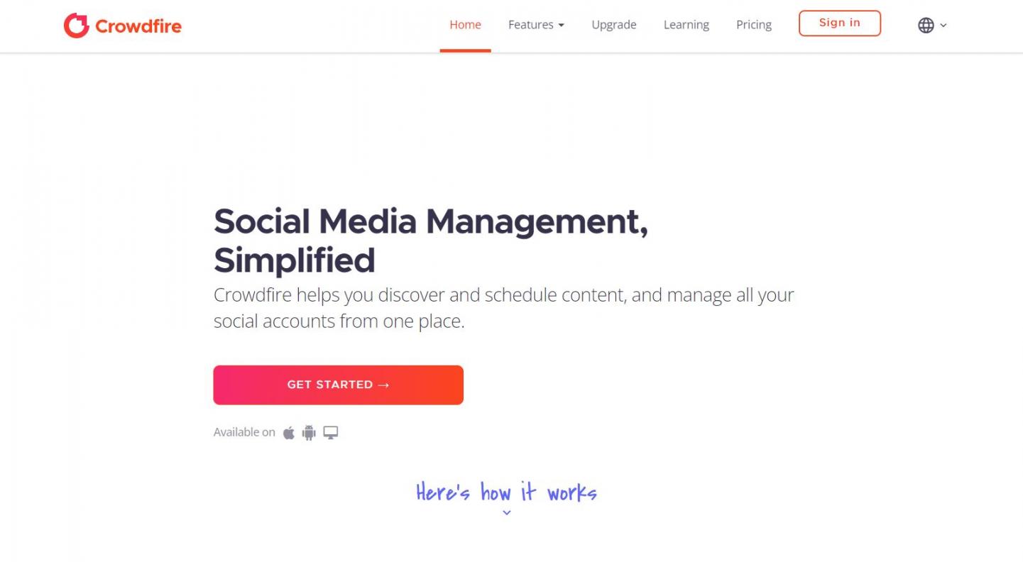 Crowdfire homepage