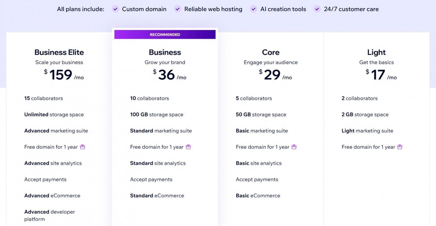 8 - Wix Pricing