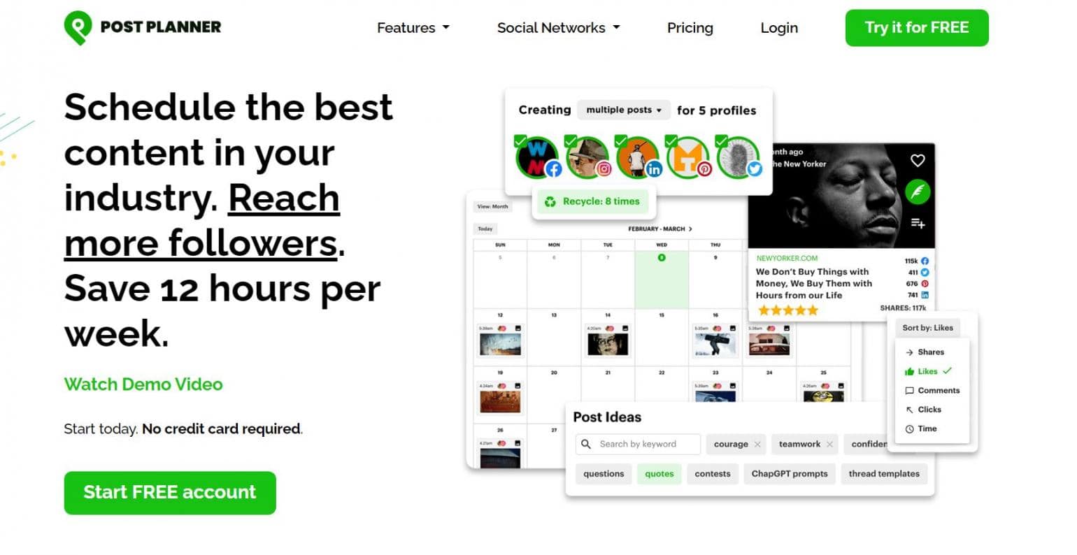 Post Planner homepage