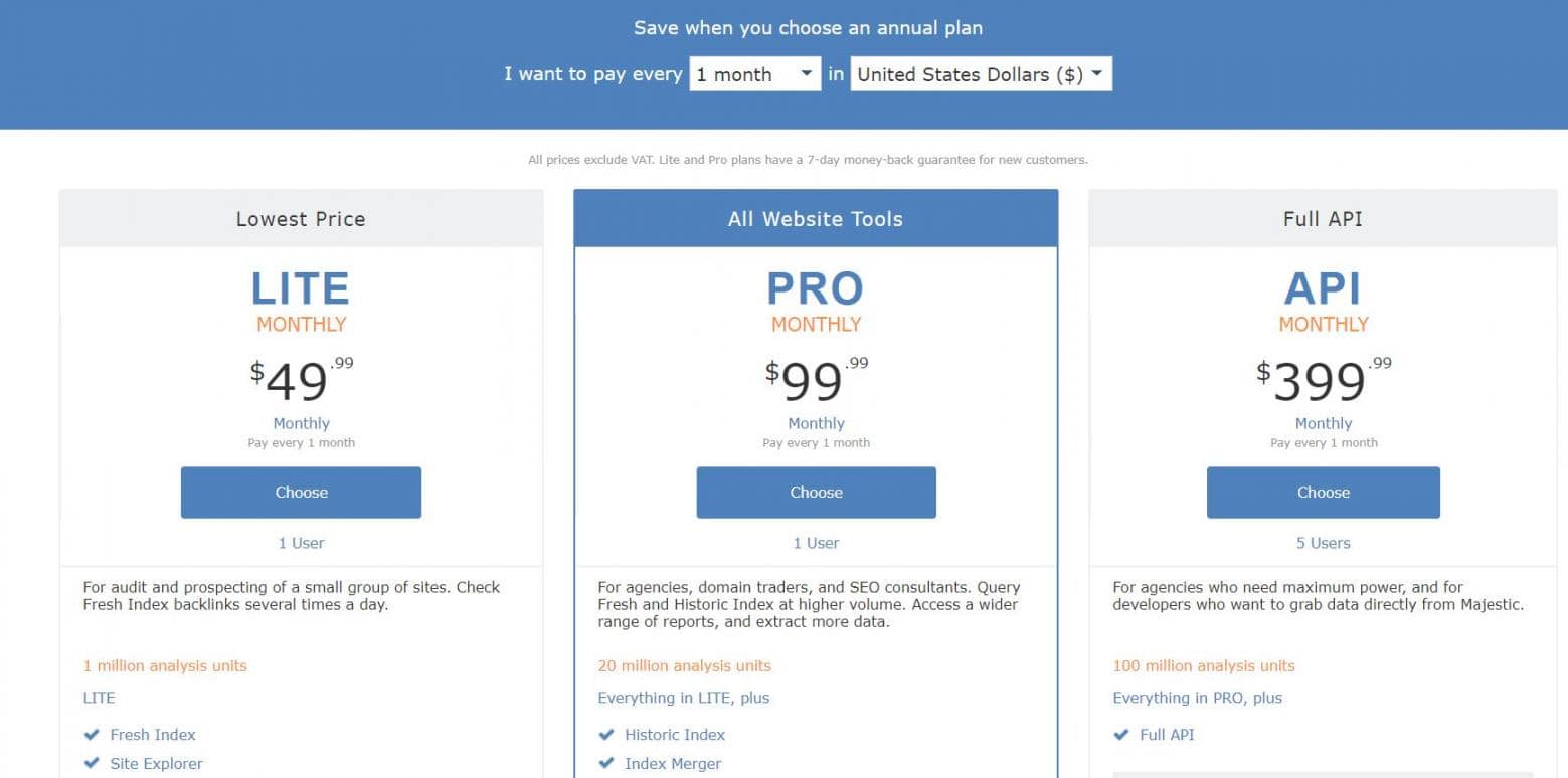 Majestic pricing image
