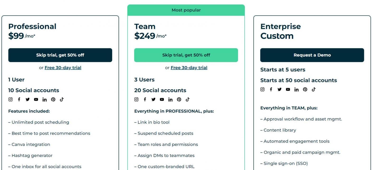 Hootsuite pricing image