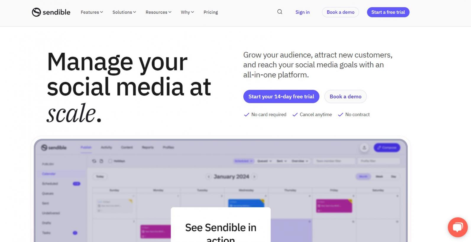 Sendible homepage