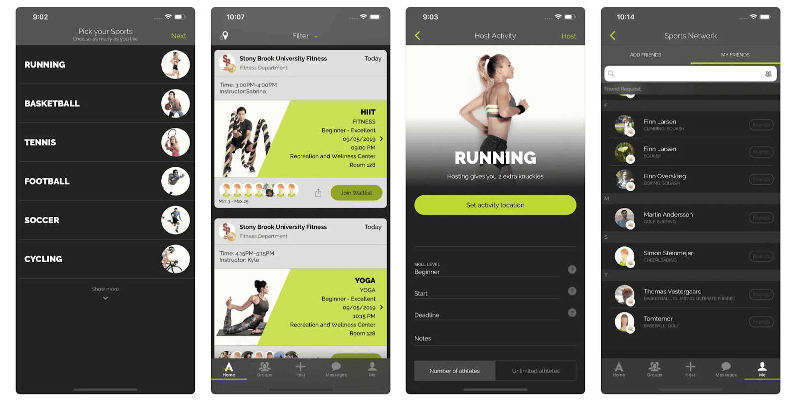 Atleto app interface