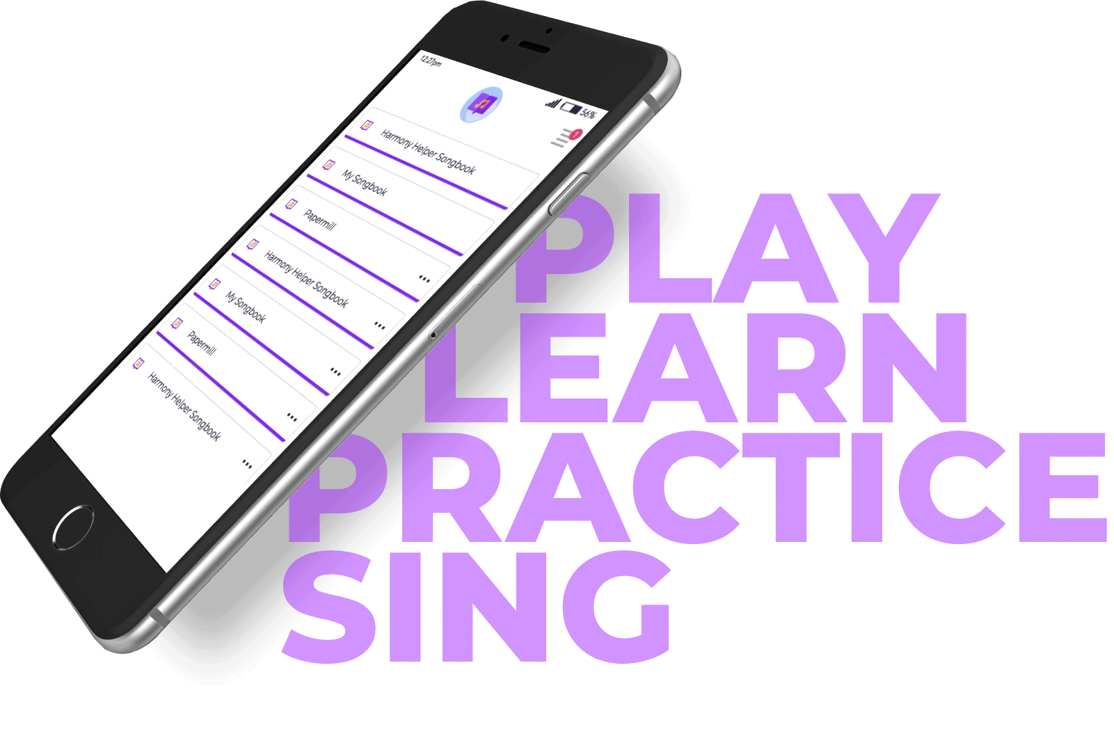 Song library on the Harmony Helper app