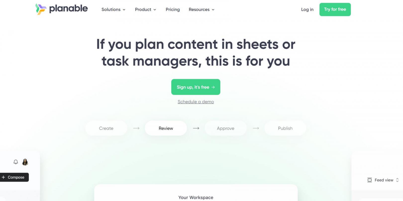 Planable homepage