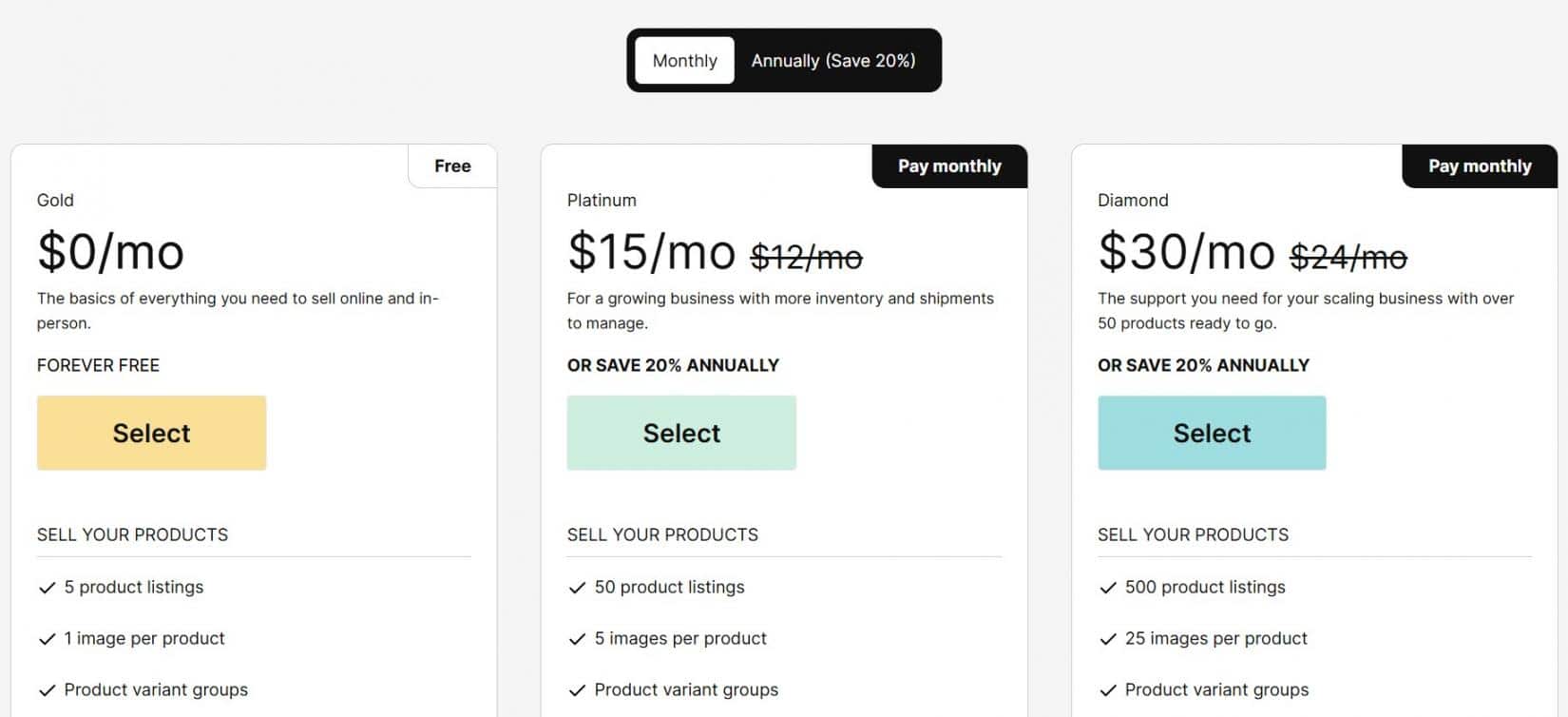 6 - Big Cartel Pricing