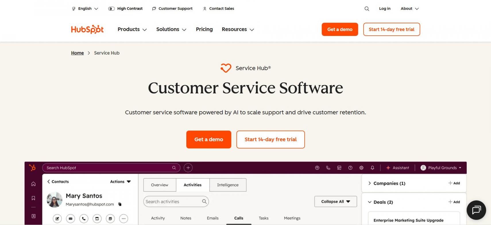Hubspot customer service software