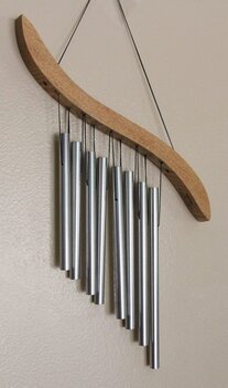 Photo of hanging metal chimes used to get students' attention.