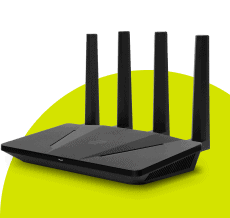 ExpressVPN Aircove router with green background.